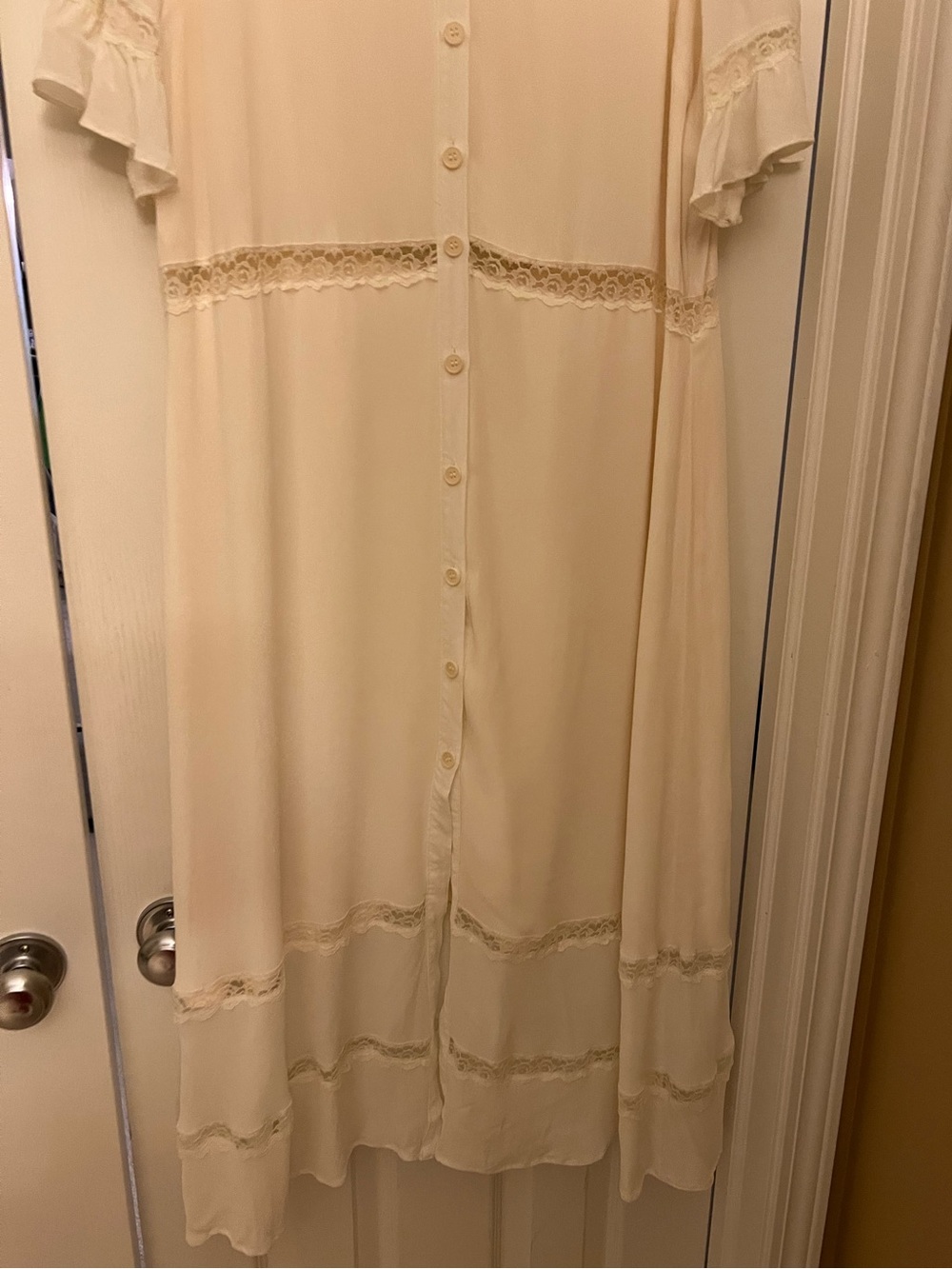 Reformation Cream Lace-Trim Button Front Dress - Picture 8 of 16